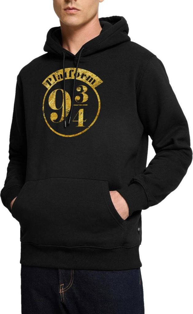 Spreadshirt Harry Potter Platform 9 3/4 Gold Herren Premium Hoodie, XXL, Schwarz
