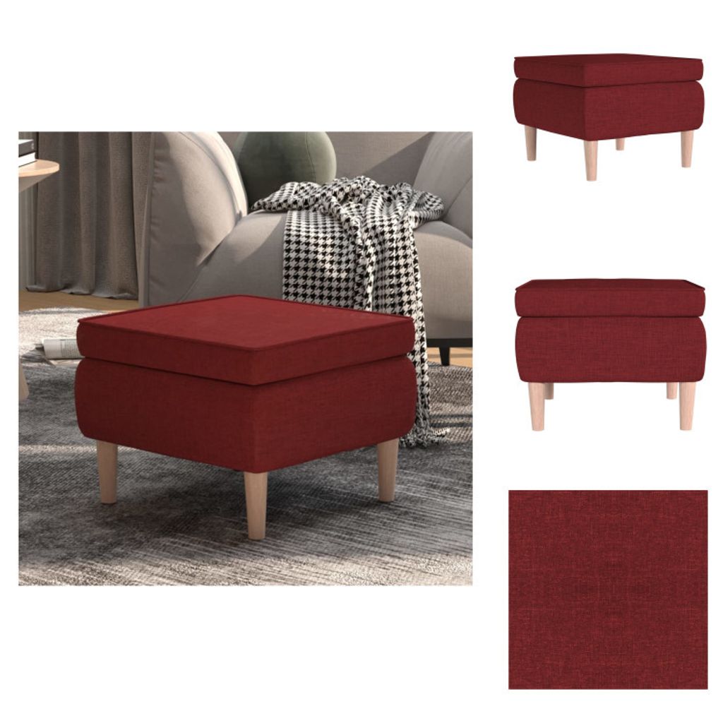vidaXL Hocker mit Holzbeinen Weinrot Stoff - Klappstühle & Hocker