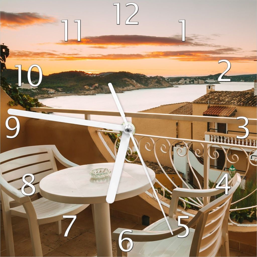 Wallario Design Wanduhr Sommer in Spanien - Ausblick von Produktbild 