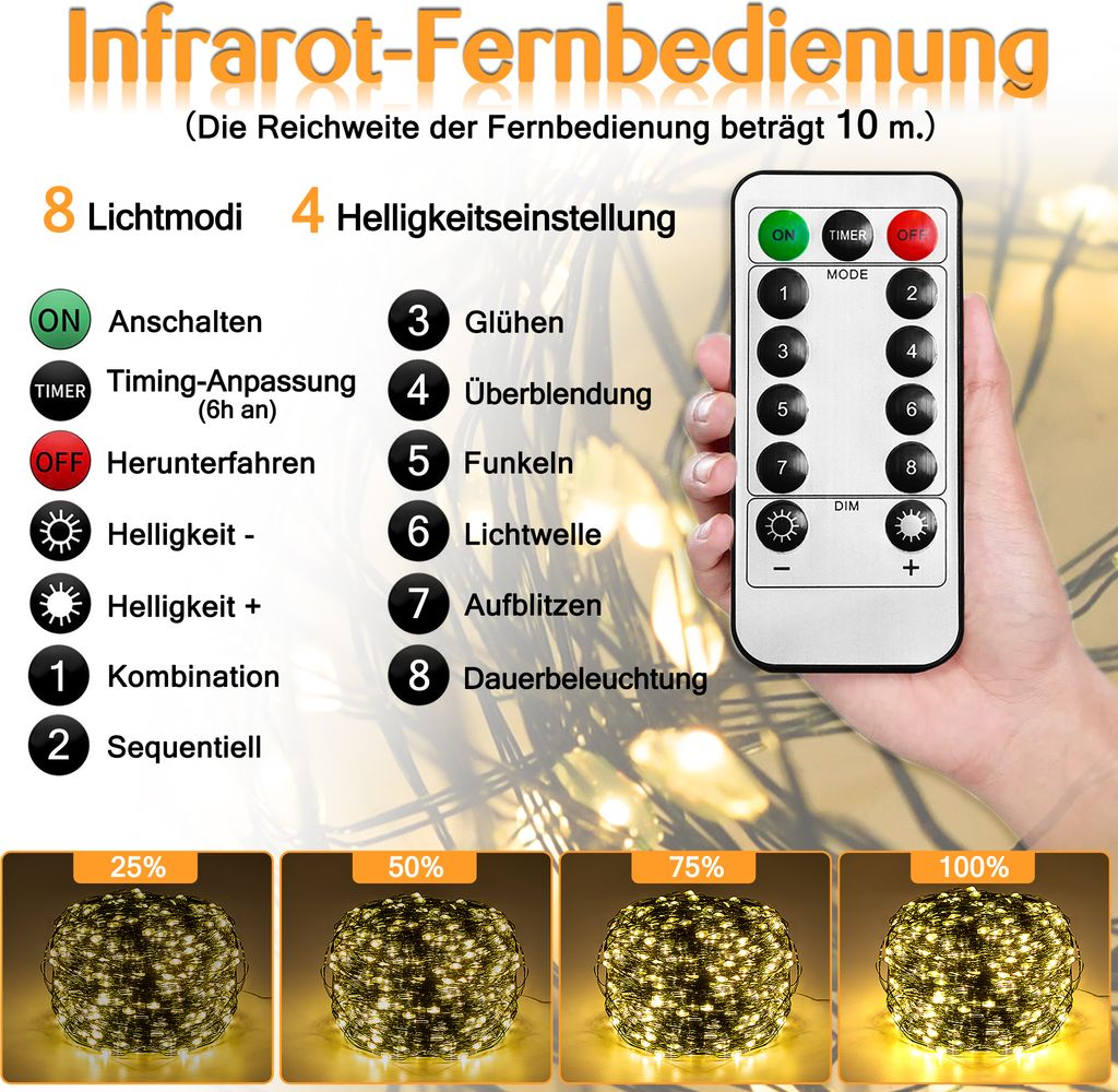 LZQ 100M LED Lichterkette Draht aus Kupferdraht 1000 LEDs Produktbild 5