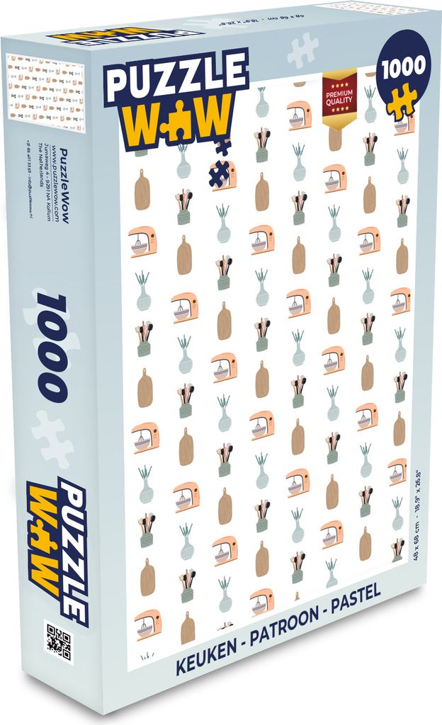 MuchoWow Puzzle 1000 Teile Küche - Muster - Pastell - Spielzeug - Alt und Jung - Spiele - Puzzeln