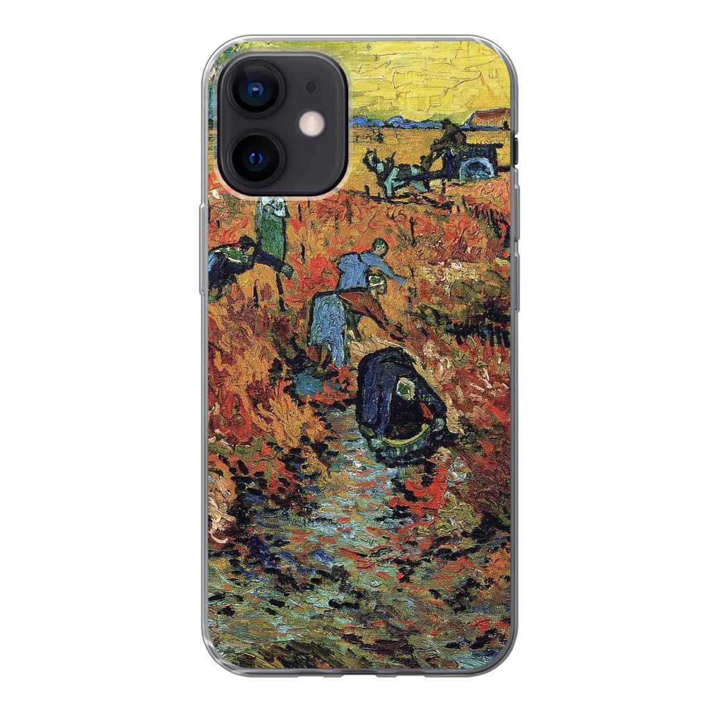 MuchoWow Handyhülle Schutzhülle Hülle für iPhone 12 Der rote Weinberg - Vincent van Gogh Silikon Softcase Handy Hülle - Schutzhülle