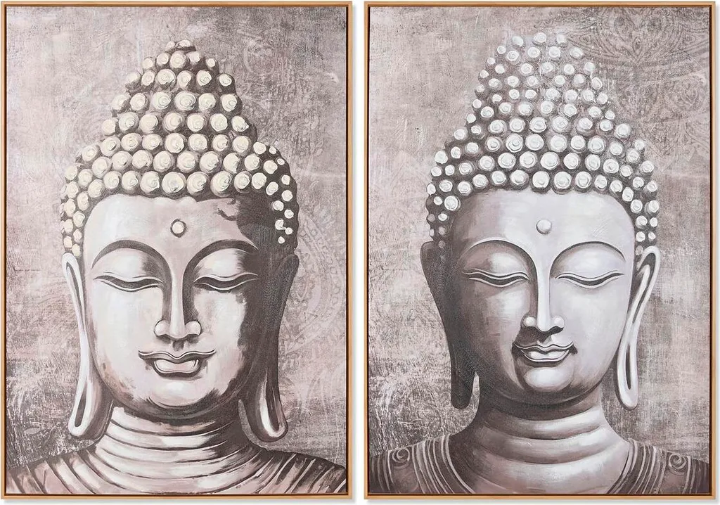 Décoration Murale Bouddha Style Oriental 70x100 cm Set de 2 Tableaux