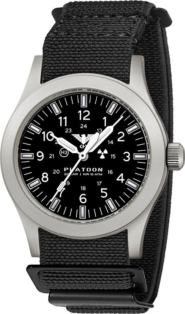 KHS PLASSF.DFB Herren-Armbanduhr Platoon Solar Stahl/Schwarz