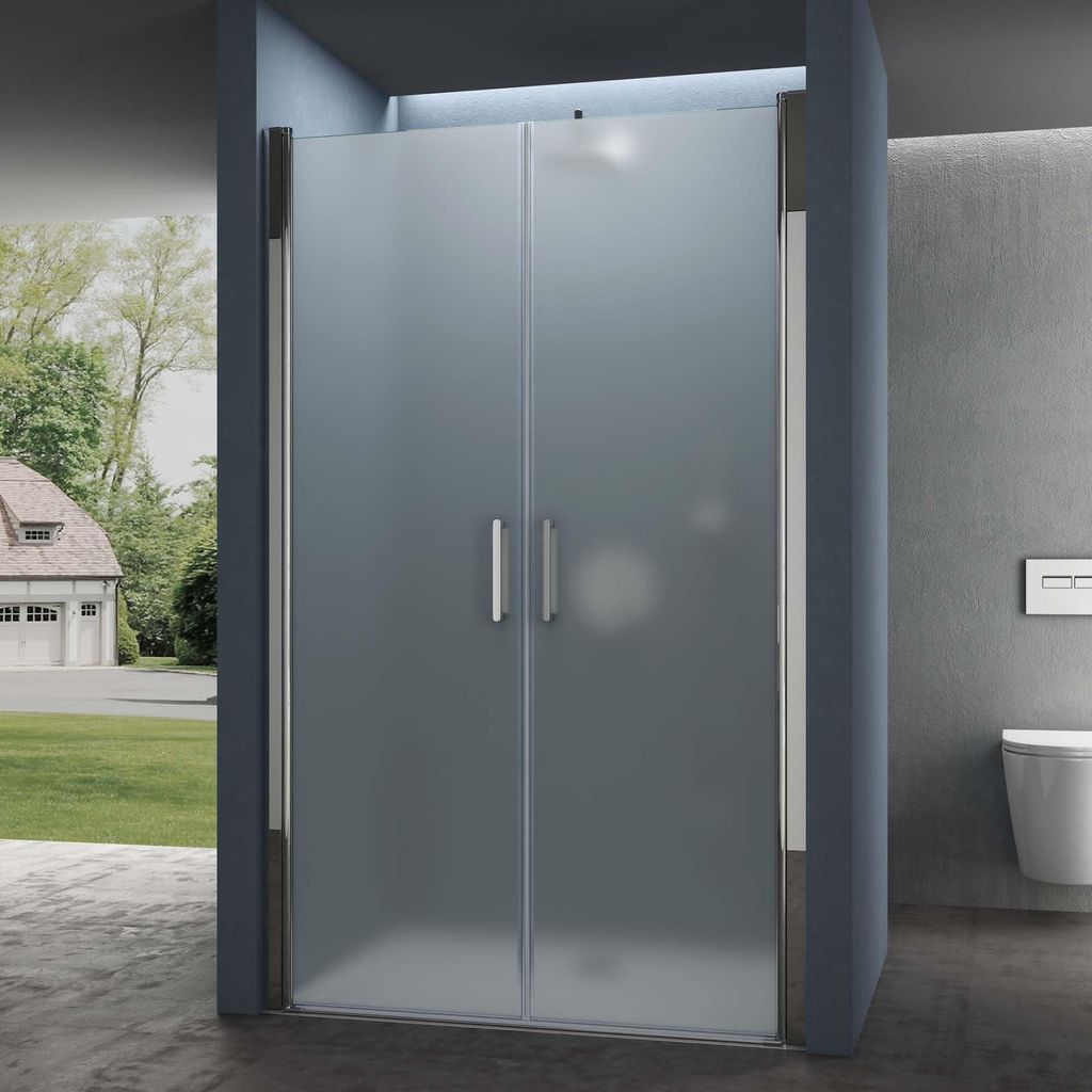 doporro Duschtür Nischentür dusche Duschabtrennung Duschkabine 90cm Nischendrehtür 195cm ESG-Sicherheitsglas satiniert Drehtür mit Hebe- und Se...