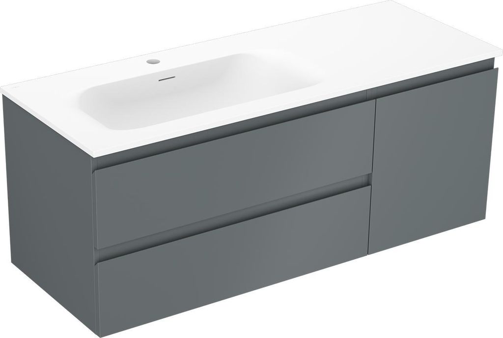 Mexen Orio Badezimmer-Unterschrank 90 cm mit Waschbecken Vela, 2 Schubladen, weiß glänzend - 91A10-09047-2-BFF00-W23M00