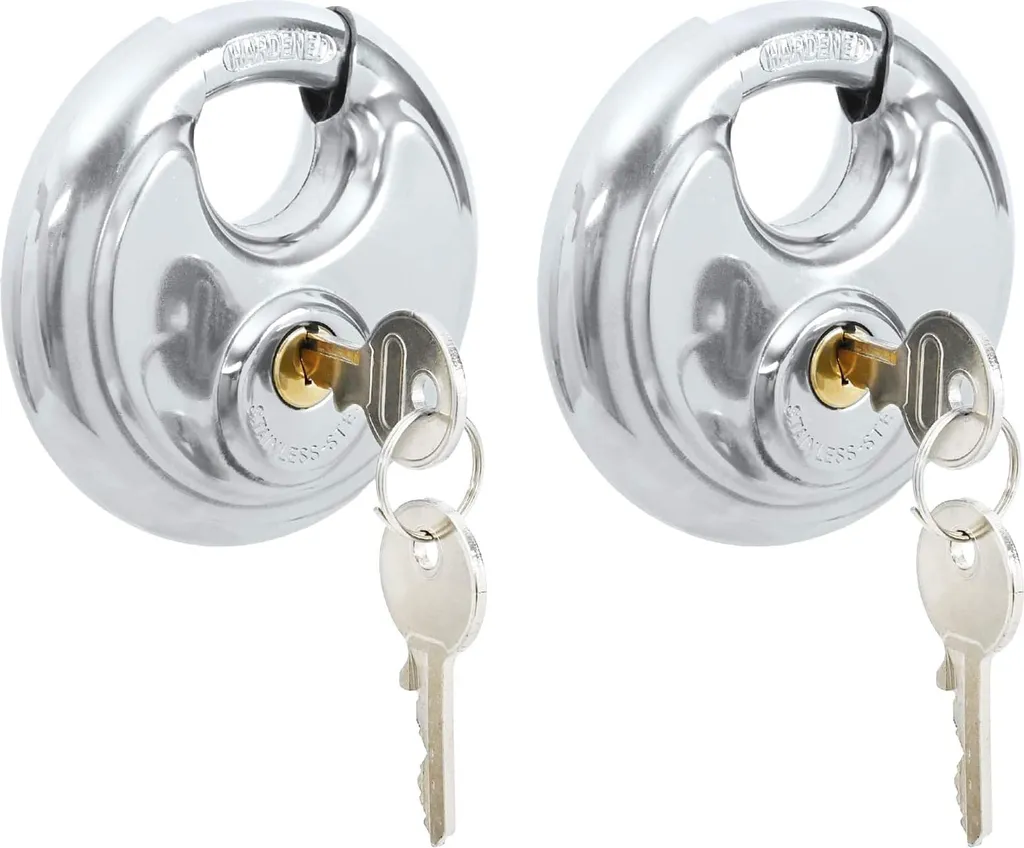2x Serrature a Disco vidaXL Argento 9cm | Ferro e Inox per Cantiere - 1