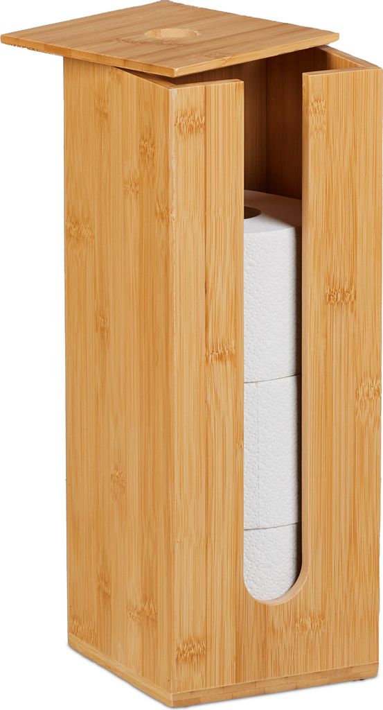 Relaxdays Toilettenpapier Aufbewahrung, 4 Rollen, Bambus, Produktbild 