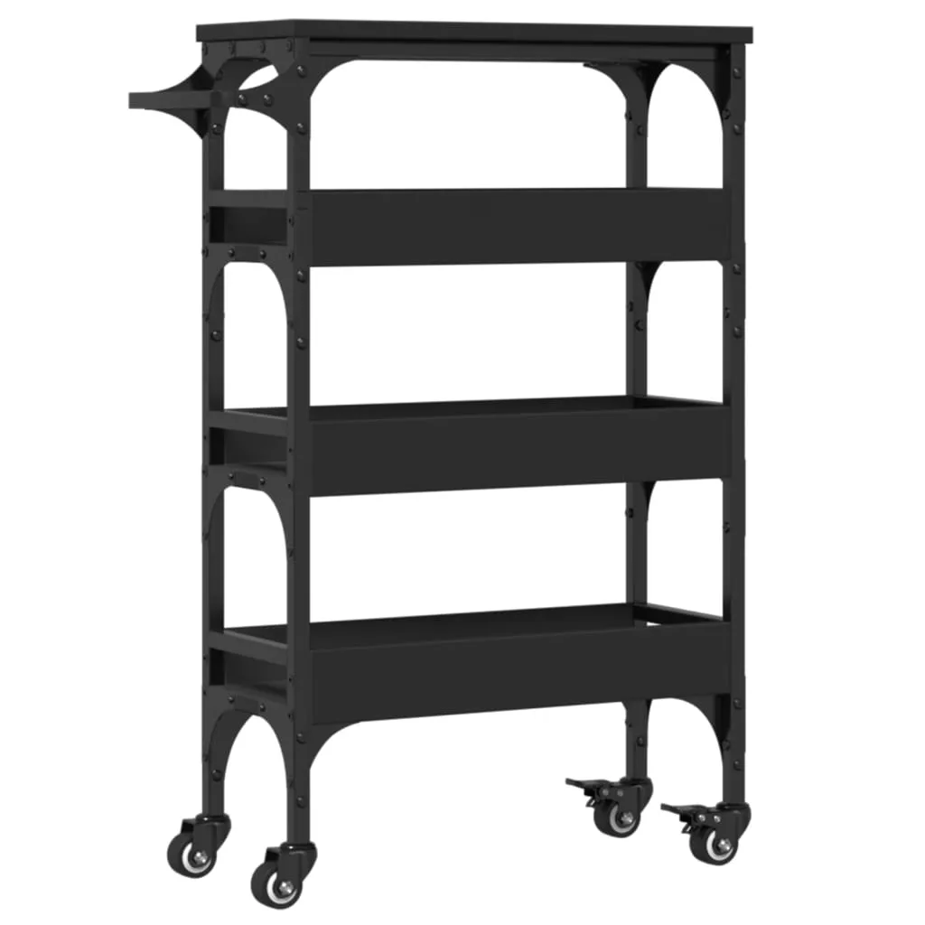 Carrello da cucina nero 53x20x76 cm in materiale ligneo