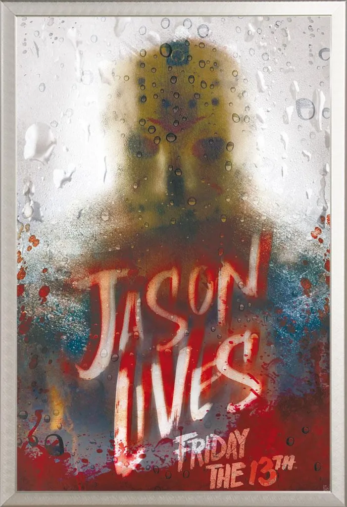 Déco murale Vendredi 13 Jason Lives avec cadre alu argenté prêt à poser
