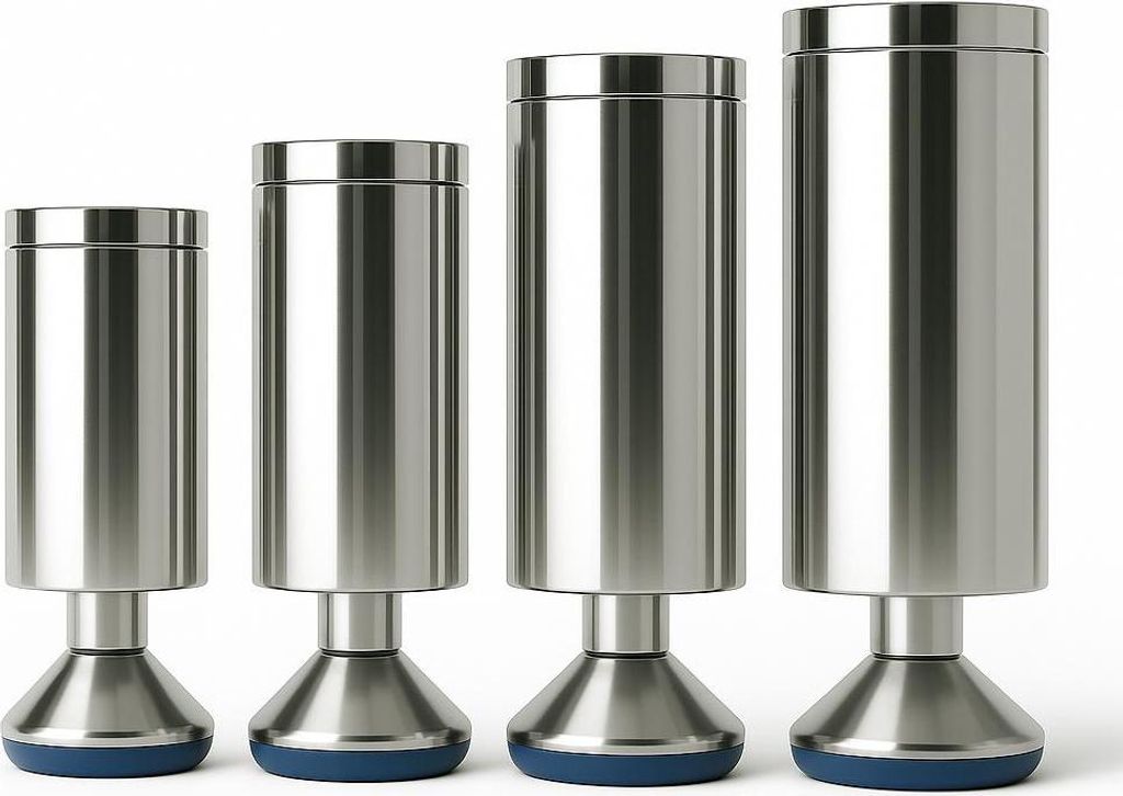4er Set Möbelfüße verchromt – Höhenverstellbar – Ø 50 mm – Möbelbeine glänzend für Schrank, Tisch, Regal, Kommode & DIY – Edelstahl...