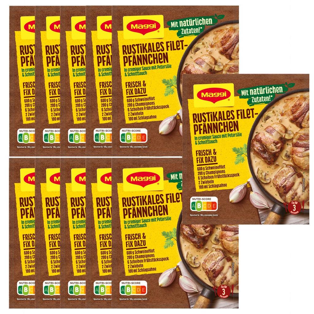 Mehrfach Verpackungsbild Maggi Fix Rustikales Filet Pfännchen in cremiger Sauce 33g 11er Pack