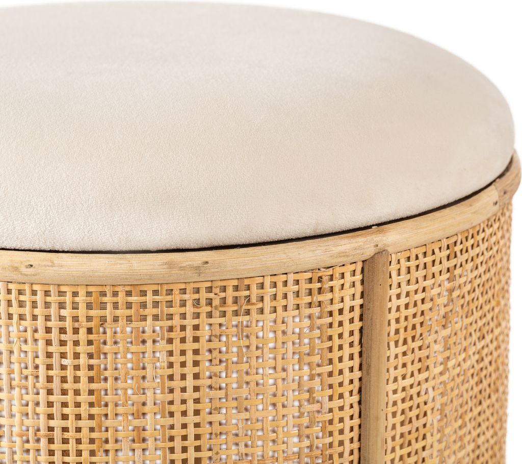 Samthocker aus Rattan Beige Produktbild 7