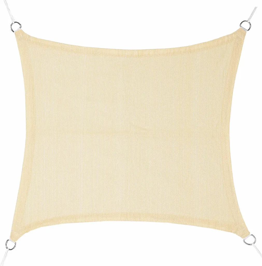Voile d'ombrage carrée 5x5m beige pour abriter une grande terrasse d'été