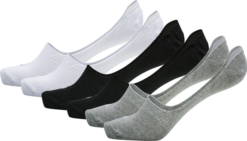 hummel hmlCHEVRON 6-PACK NO SHOW SOCKS - WHITE/BLACK/GREY - 14