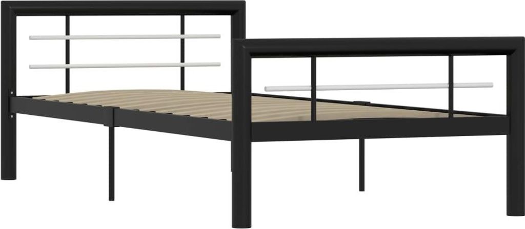 vidaXL Postelový rošt černobílý kov 90×200 cm Obrázek produktu 