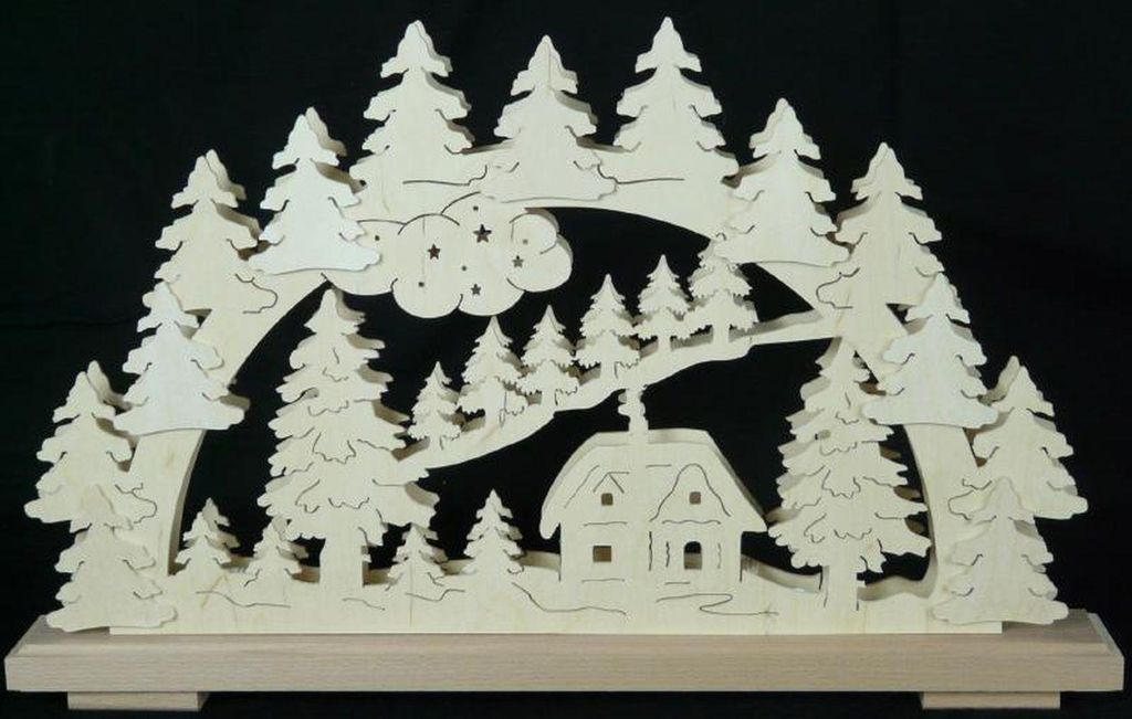Schwibbogen mit Waldhaus und Beleuchtung BxHxT 50x31x7cm NEU