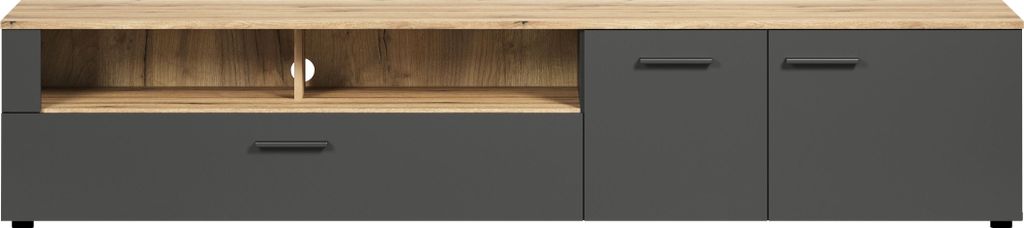 trendteam Wohnen Esteban TV-Lowboard, Anthrazit Melamin/ Evoke Oak Melamin, B/H/T: 210/43/41 cm