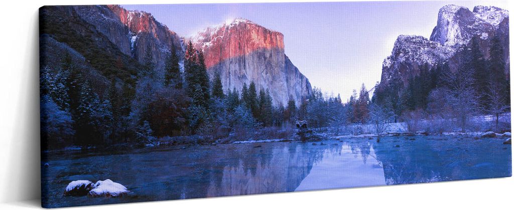 Winterlandschaft an einem See – Leinwandbild Wandbild – 125x50 cm – Leinwandbilder – Wandbilder – Schlafzimmer – Flur
