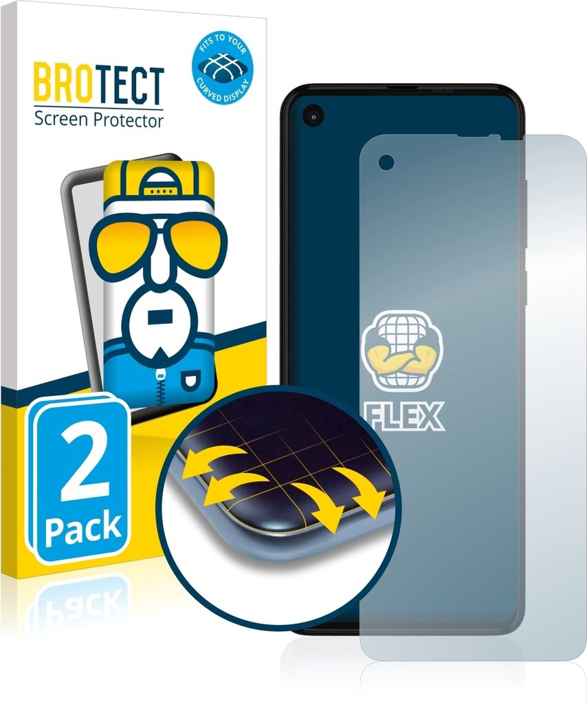2x BROTECT Fullscreen Schutzfolie für Motorola One Action Displayschutz Folie Fullcover Klar Transparent