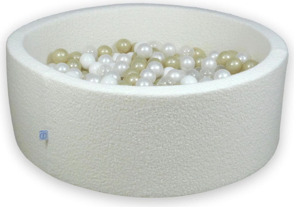 Bällebad 110x40 Boucle Weiß – Mit 500 Bällen / transparent, weiß, perlmutt, hellgold