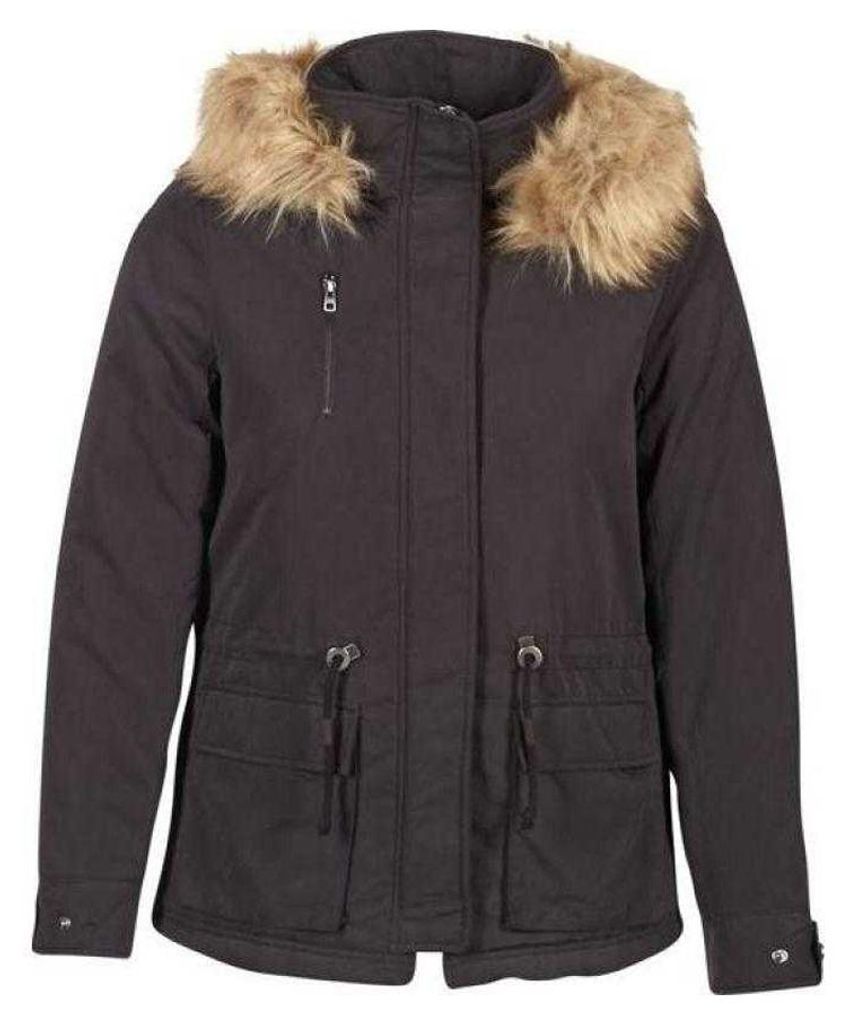 Only - Jacke für Damen, Kunstfell Kapuze PP11119 (S) (Khakigrün)