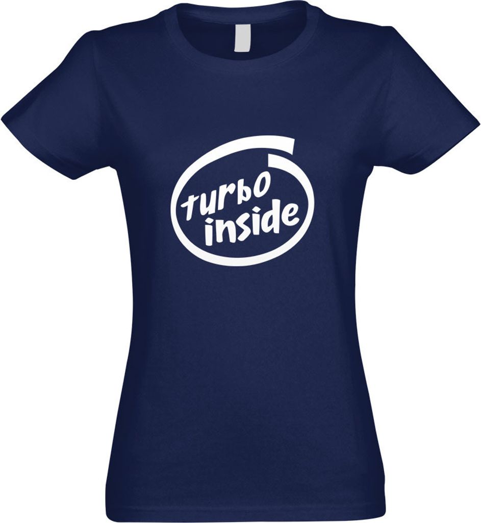 Kiwistar - T-Shirt tailliert - Damen - Navy - Turbo Inside - mit Motiv Bedruckt - Funshirt Design - Sport - Freizeit - Damen - M