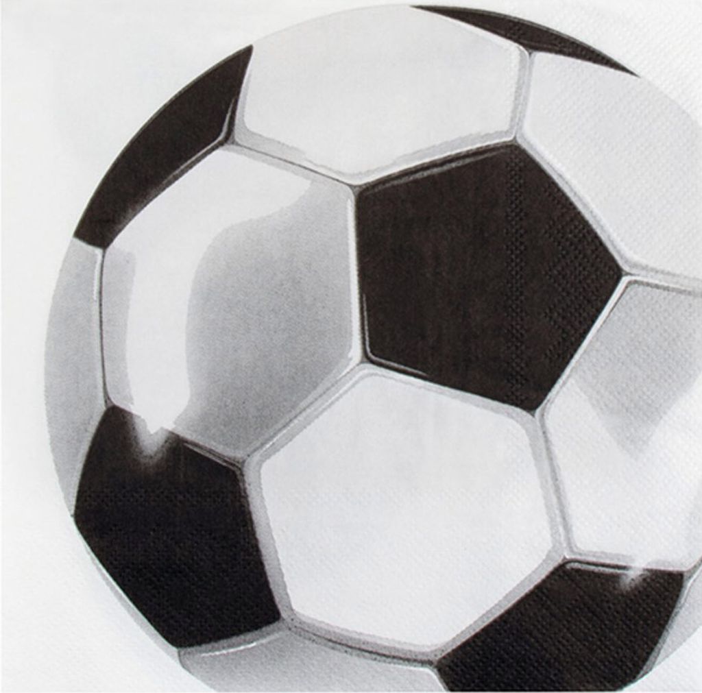 servietten Fußball 33 cm schwarz/weiß 12 Stück