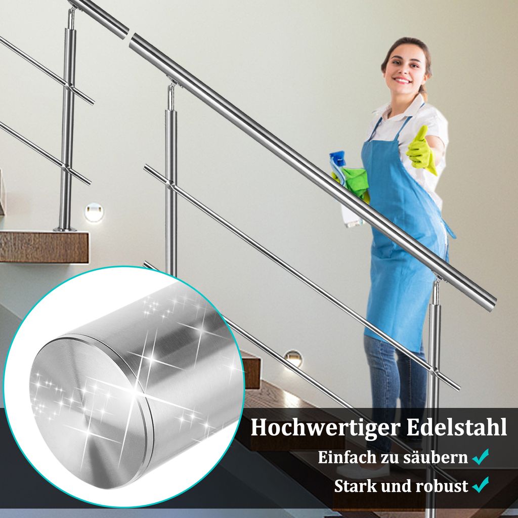 LARS360 160cm Edelstahl Balkongeländer Handlauf Produktbild 6