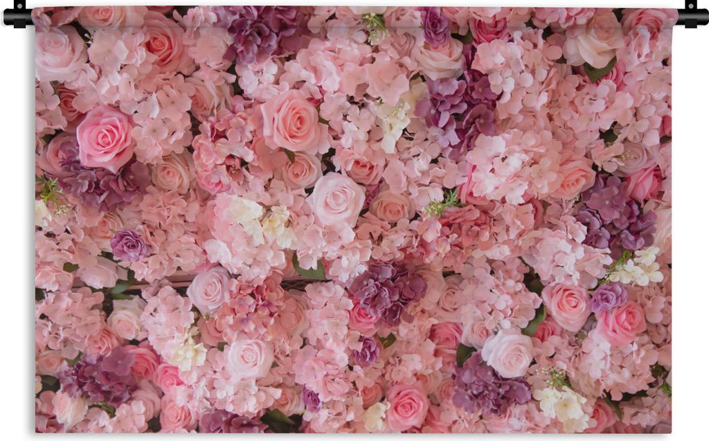 MuchoWow Wandteppich Wandbehang Blumen - Rosa - Rosen 60x40 cm Tapisserie Dekoration Wandtuch - Wanddekorationen