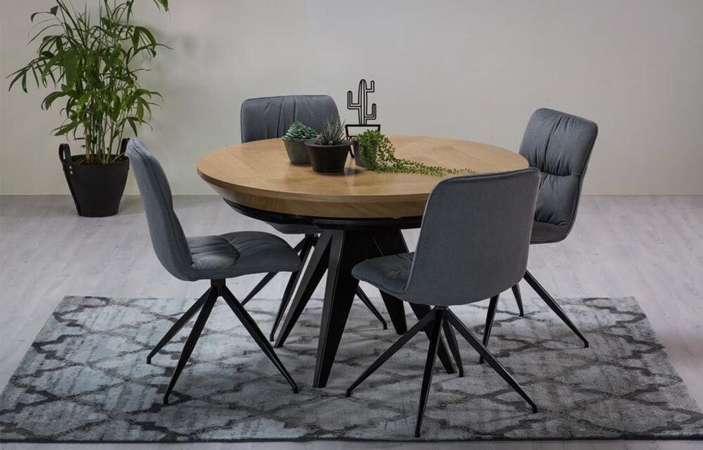 Emoebel24 Runder Tisch, Esstisch, Holztisch T49 Auf Metallgestell 120-220 cm