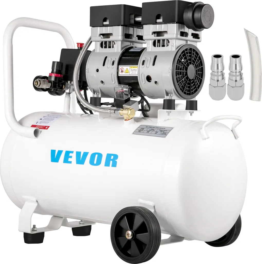 Compresseur Silencieux 68 dB avec Cuve 50L et Débit d'Air 170 L/min