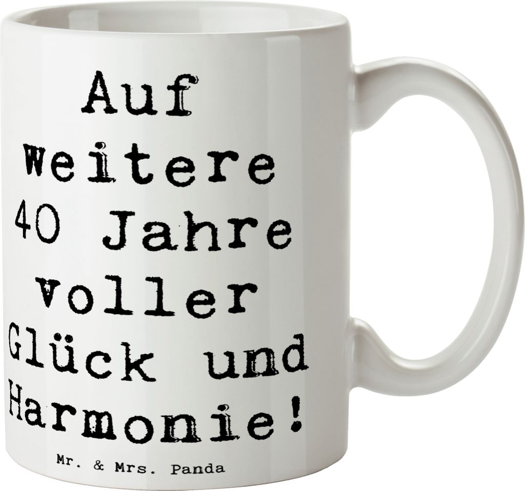 Mr. & Mrs. Panda Trinkbecher Spruch 40. Hochzeitstag Rubinhochzeit - Weiß - Geschenk, Ehe, Hochzeit, Tasse mit, Liebe, Heiraten, Kaffeetasse, Gesc...