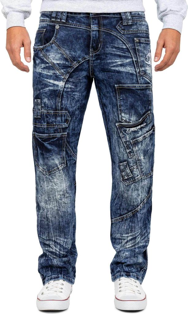 Kosmo Lupo Regular Fit Jeans Stonewashed KM070 Blue W38/L34