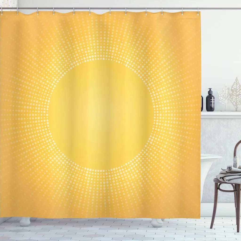 Tenda da Doccia ABAKUHAUS Gialla e Bianca 175 x 200 cm - Robusta