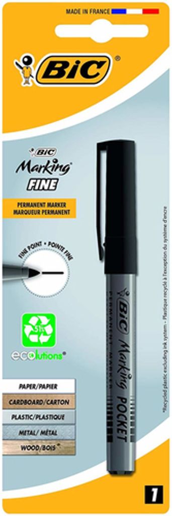 Bic permanent marker marking pocket 1445 conical tip black Produktbild 