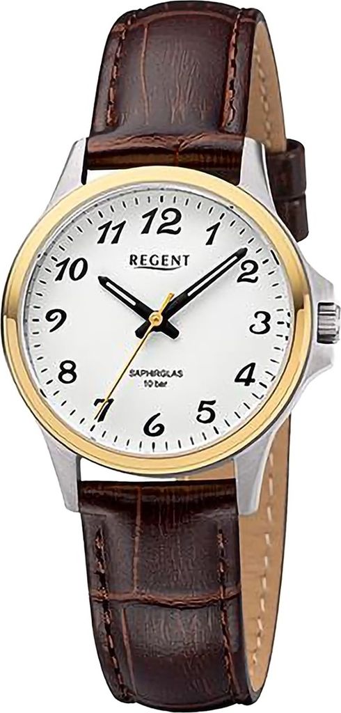 Regent Leder Damen Uhr Armbanduhr Quarz braun Lederarmband D2URF1457