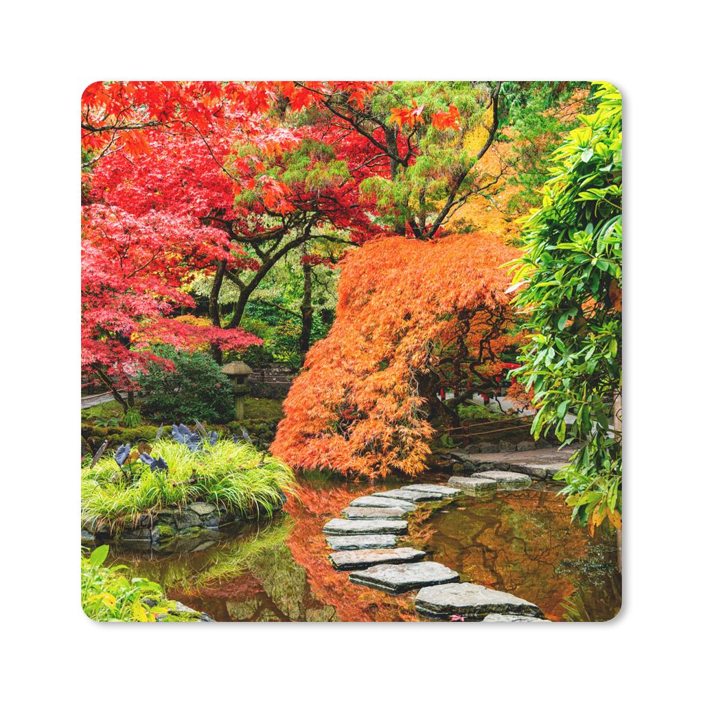 MuchoWow Mauspad Mousepad Bäume - Japanisch - Steine - Weg - Natur 30x30 cm - Mousepads - Maus Mat - Pad - Mausunterlage - Gaming