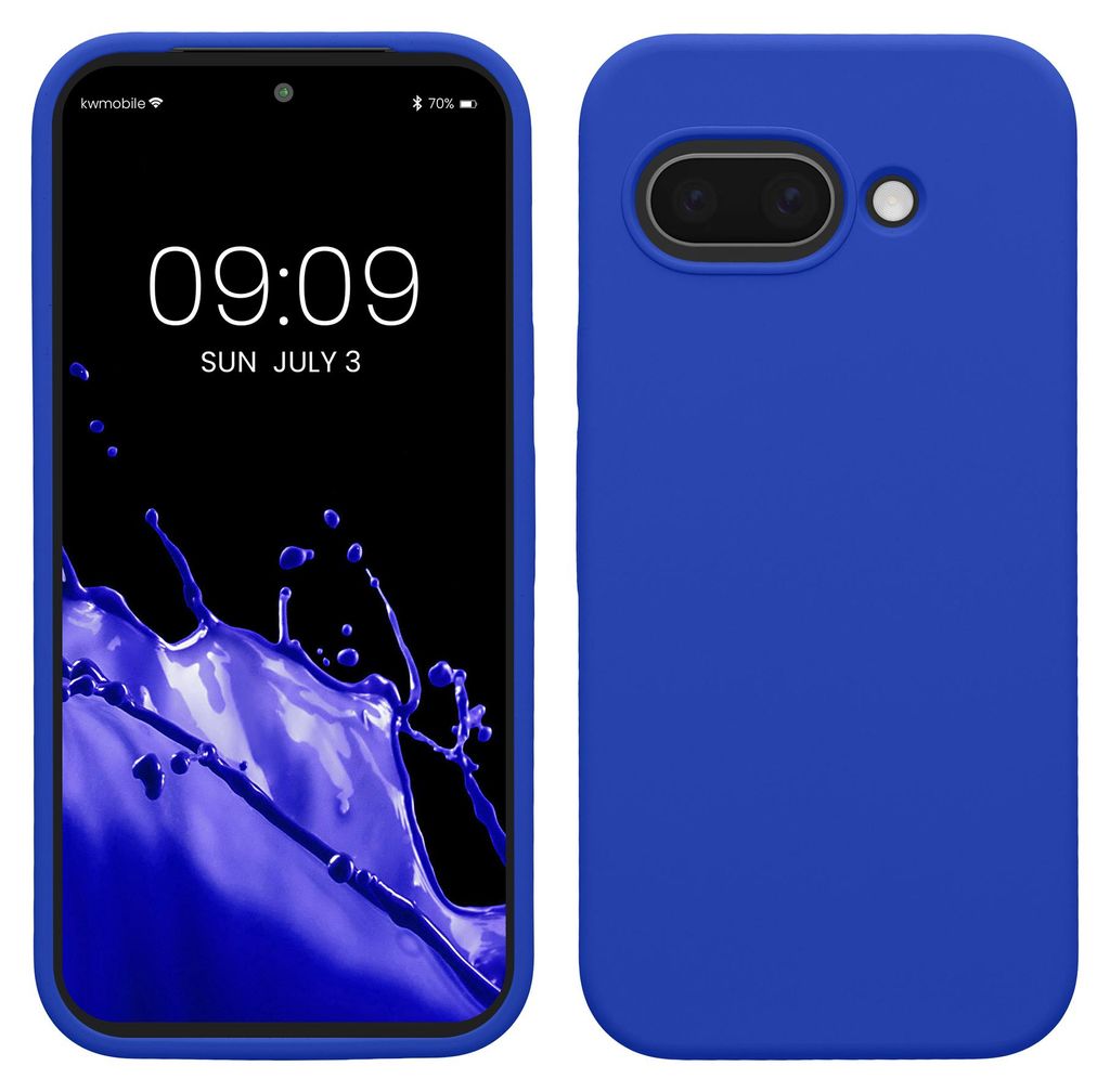 kwmobile Handyhülle für Google Pixel 9a Hülle, für Pixel 9a Case - Hülle Silikon - kabelloses Laden - Baltik Blau