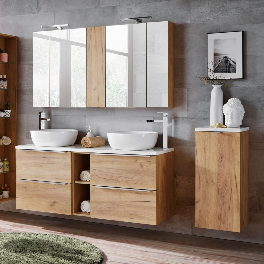 Hängesäule April 1 Tür, Holzoptik und Weiß Produktbild 6