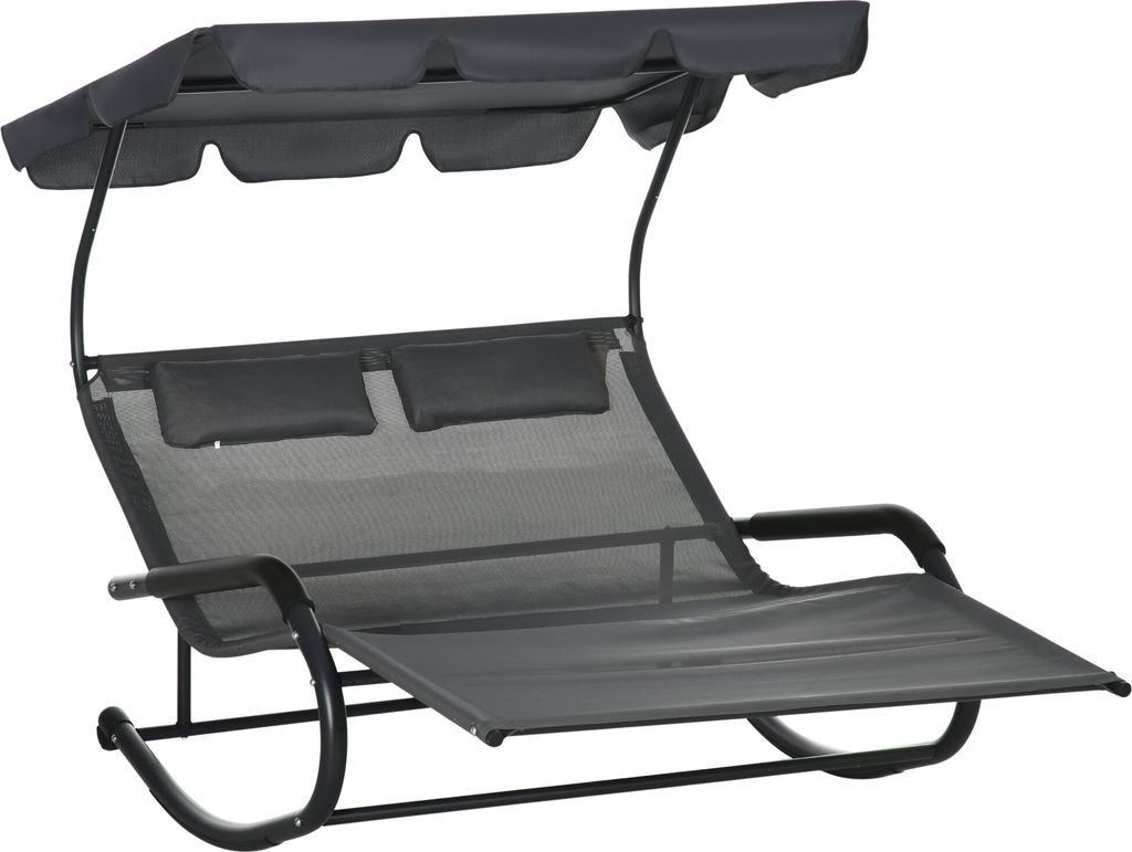 Outsunny Doppel-Sonnenliege Schaukelbank mit Sonnendach, Produktbild