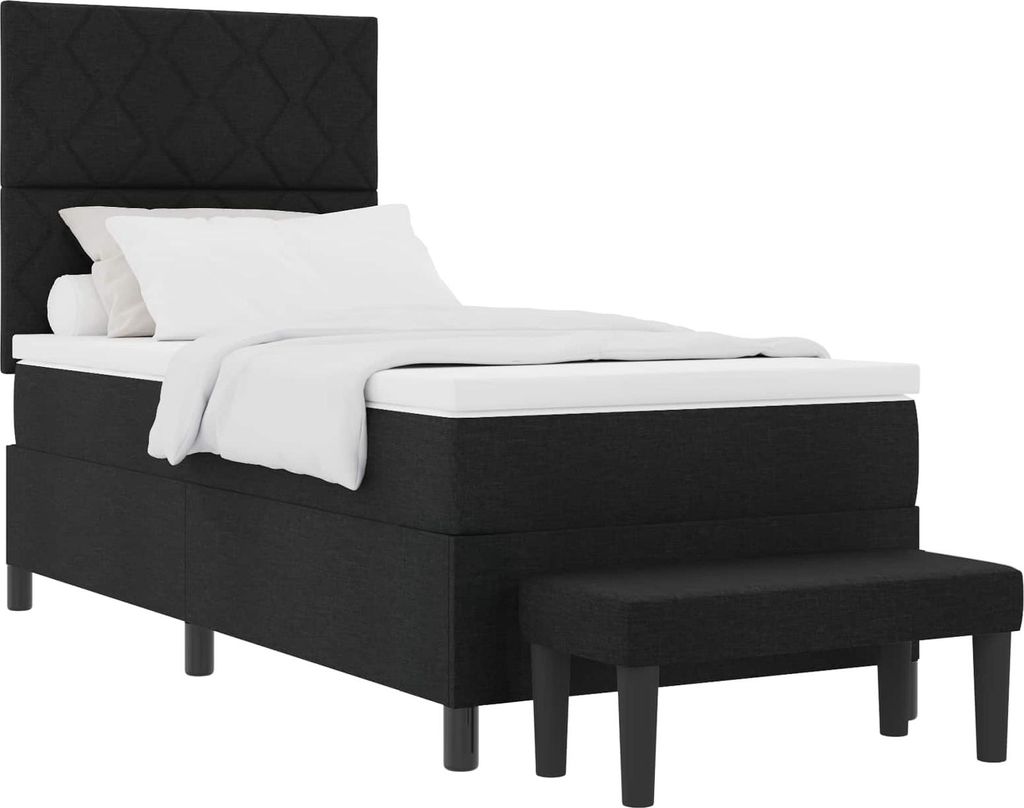 Boxspringbett mit Kopfteil Schwarz 100 x 200 cm Stoff