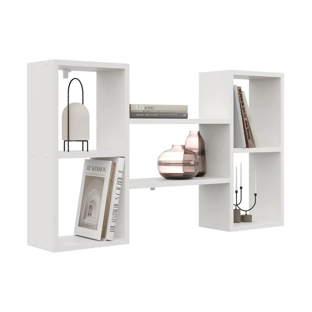 Étagère murale blanche à niches décoratives de 102 cm style moderne