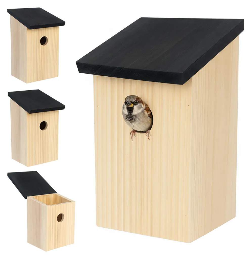 Nichoir Oiseaux Lot de 4 - Boîte de Nidification en Bois pour Extérieur