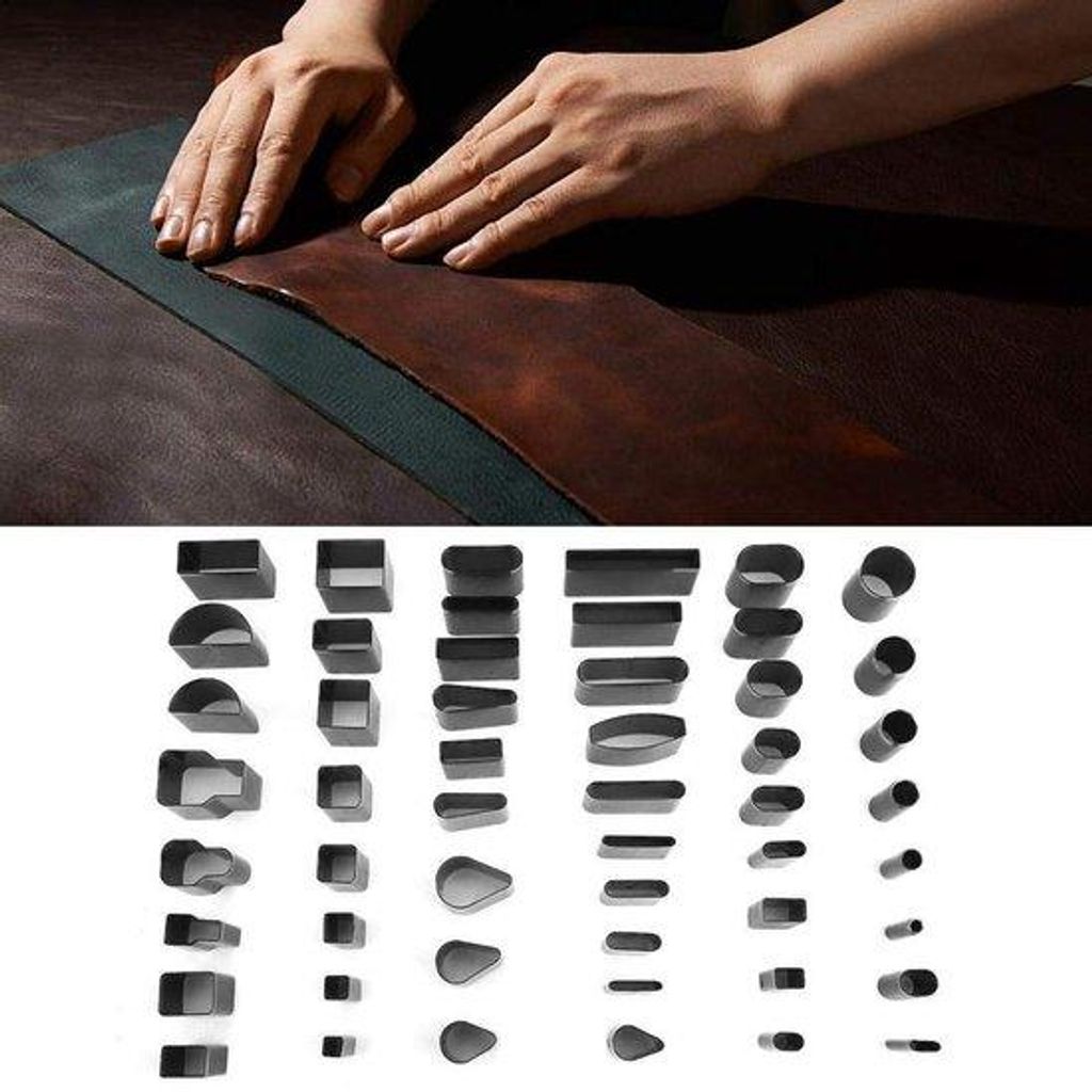 52-teilig Leder-Perforationswerkzeugset - vielseitiges Handgefertigtes Fertigungswerkzeug - Leder-Handwerk-Kleber-Polymere.