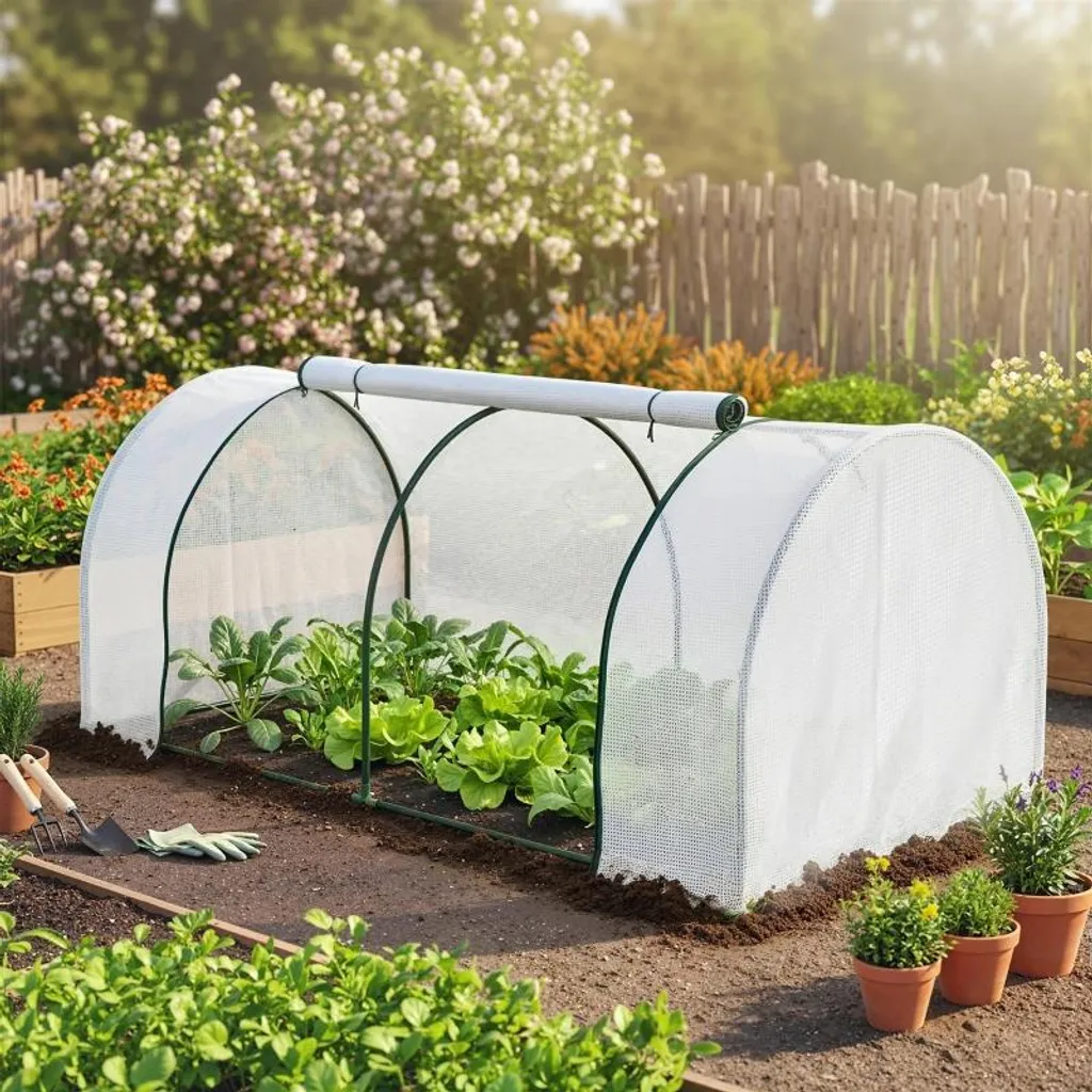 Serre de jardin anti-UV blanche 200 cm en plastique renforcé et acier