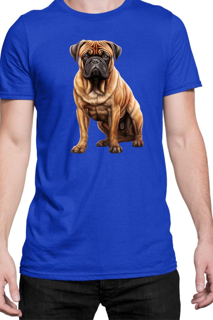 Herren T-Shirt Dogs Breeds Bullmastiff Dog Breed 006, Man L / Blau