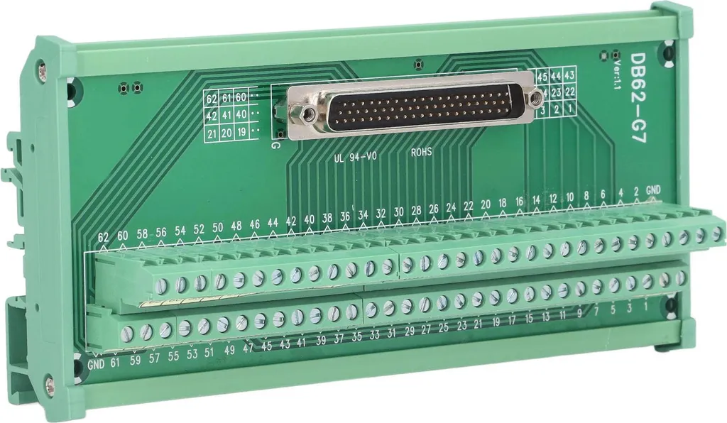 Adaptateur DB62 pour Installation Rail DIN Module Interface 60V DC