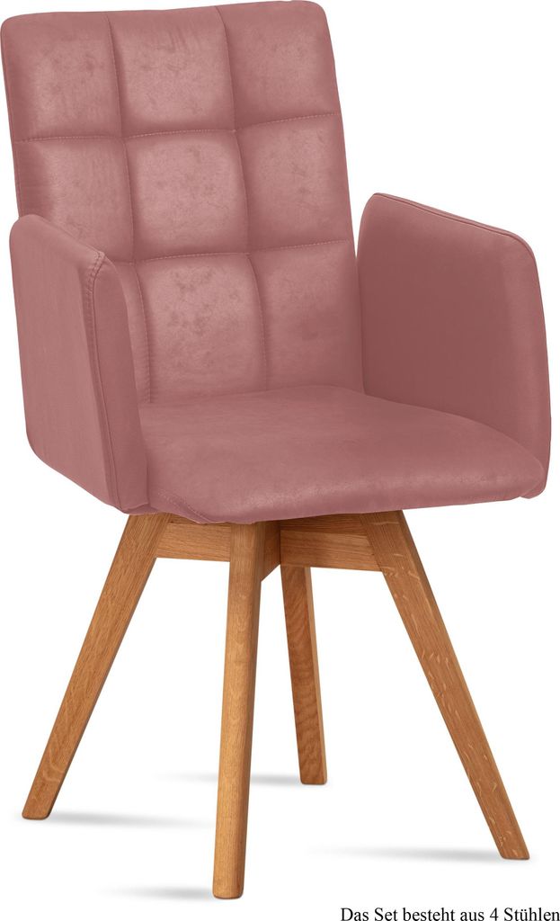 Armlehnstuhl drehbar (4er-Set) Dorie 52x91x60 Eiche geölt/Rosewood