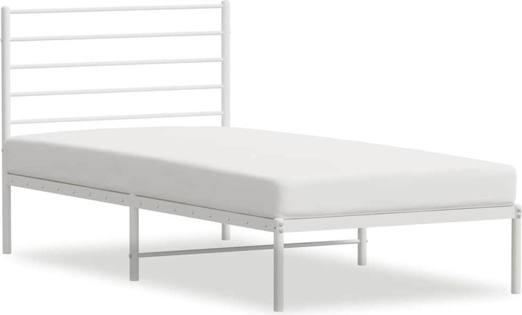 vidaXL Metallbett ohne Matratze mit Kopfteil Weiß 75x190 cm